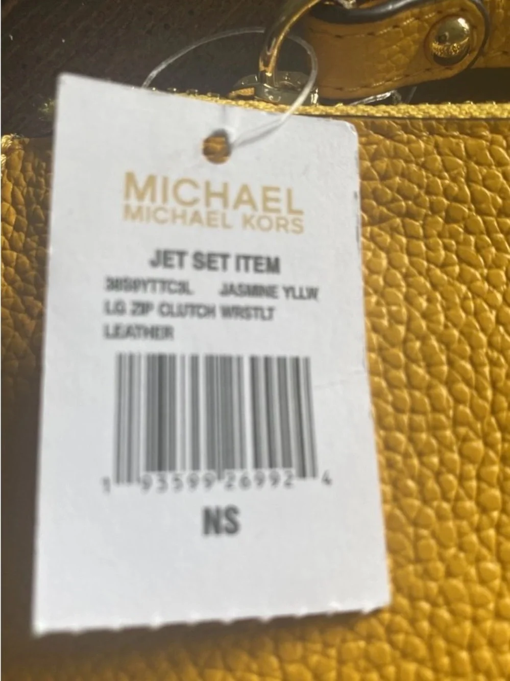 michael kors large zip clutch wristlet Nwt Jasmine Yellow 10” W By 6” L